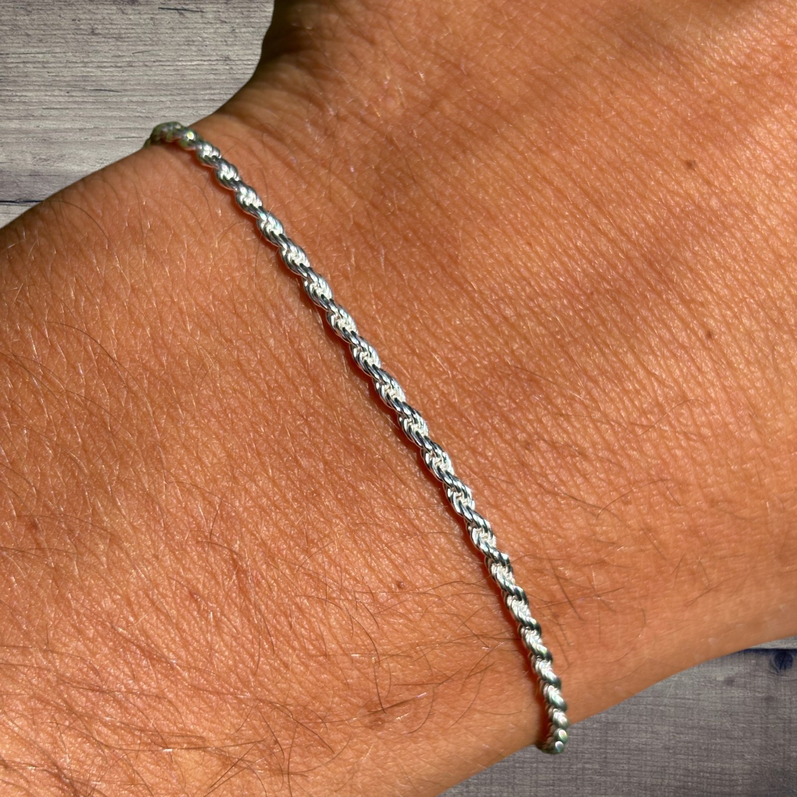 2mm Diamond Cut Rope Bracelet – Solid 925 Sterling Silver Or 14k Gold Vermeil