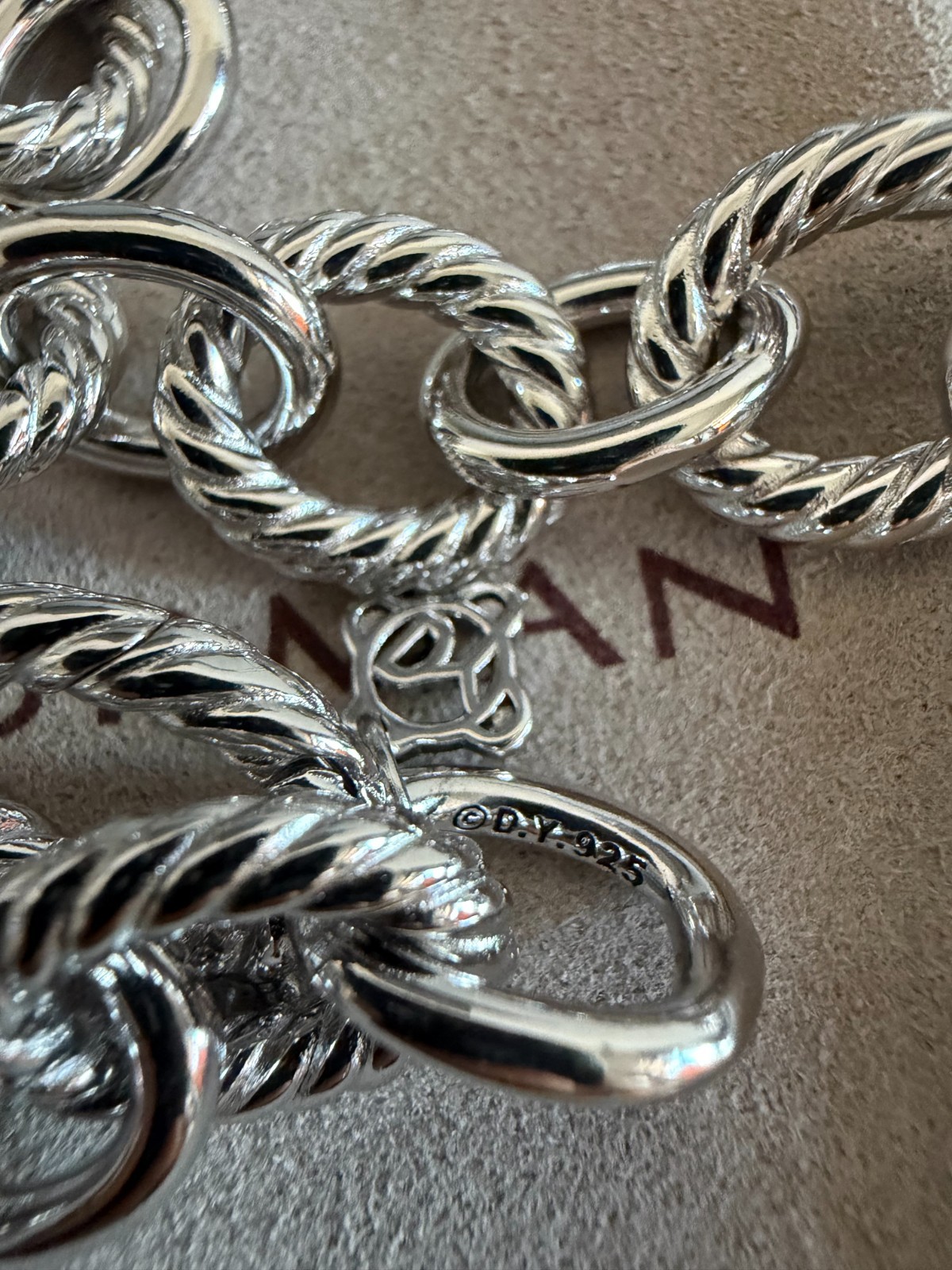 David Yurman 925 Sterling Silver Oval Link Cable Chain Necklace 12mm Length 17″