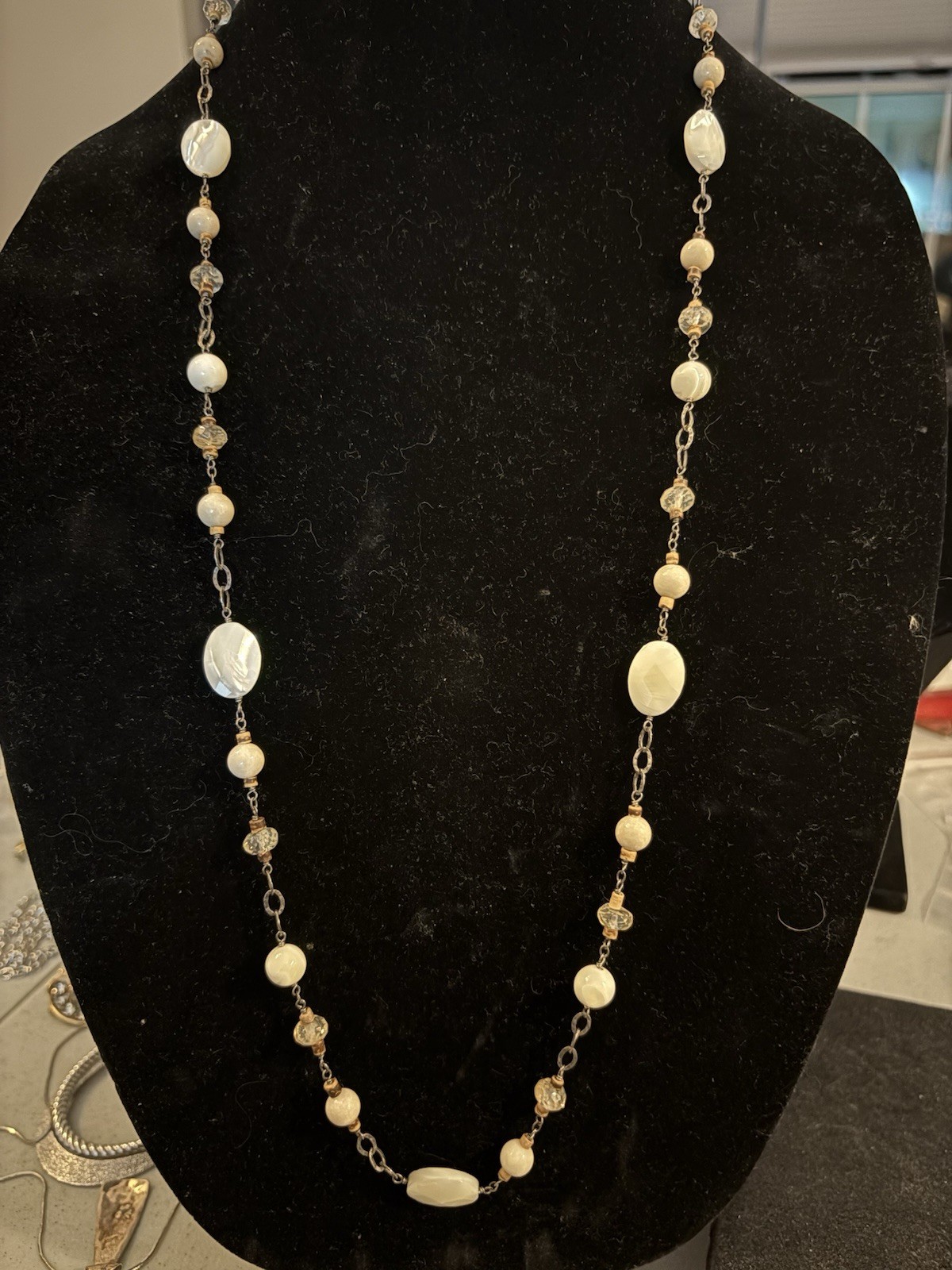Long 36″ Vintage Silpada Cut Quartz Crystal Bead Sterling Silver Lariat Necklace