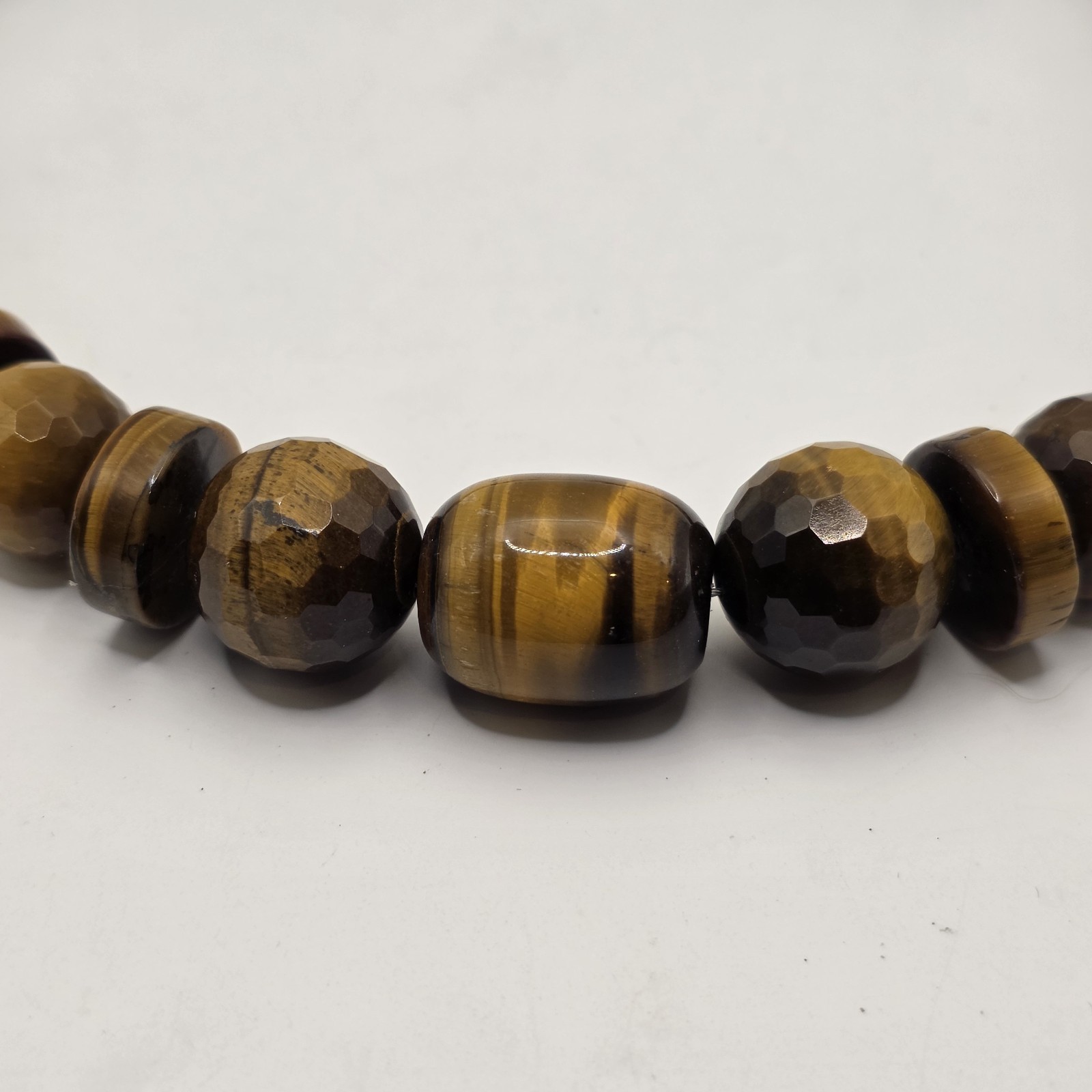 Beautiful DRT Graduated Faceted Tiger’s Eye Sterling Silver 925 Necklace