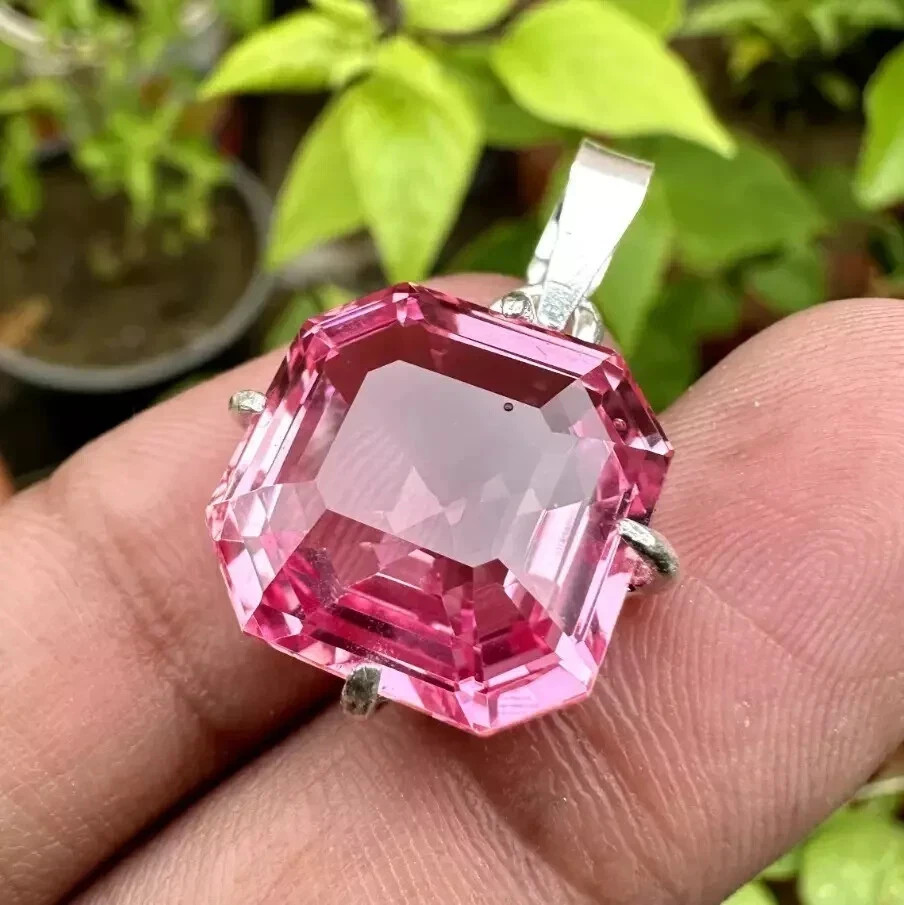 Certified Natural 30 Ct Padparadscha Sapphire 925 Silver Pendant Loose Gemstone