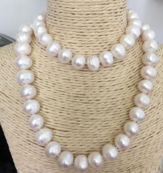 HUGE 30″12-13mm natural south sea genuine baroque white pearl necklace 861AAA