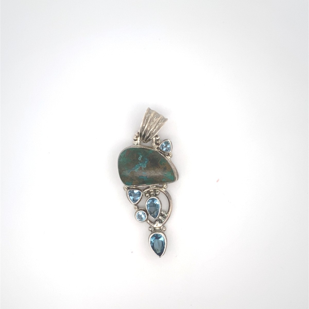 Sterling Silver Green/Blue Stone Freeform Pendant (C31031651)