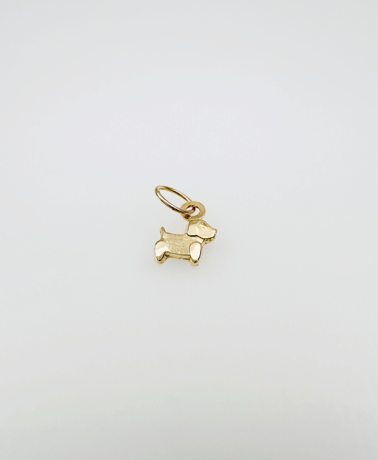 14K Solid Yellow Gold Teeny Tiny – Very Small Dog Puppy Charm Pendant 10x6mm