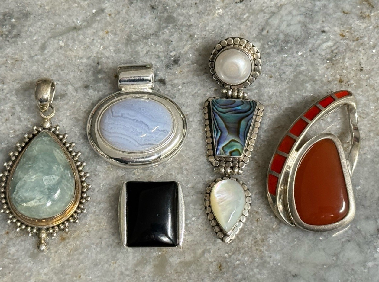 Lot ATI WK FAS Designer Signed 5 Chunky Pendants Sterling Silver QVC 44g