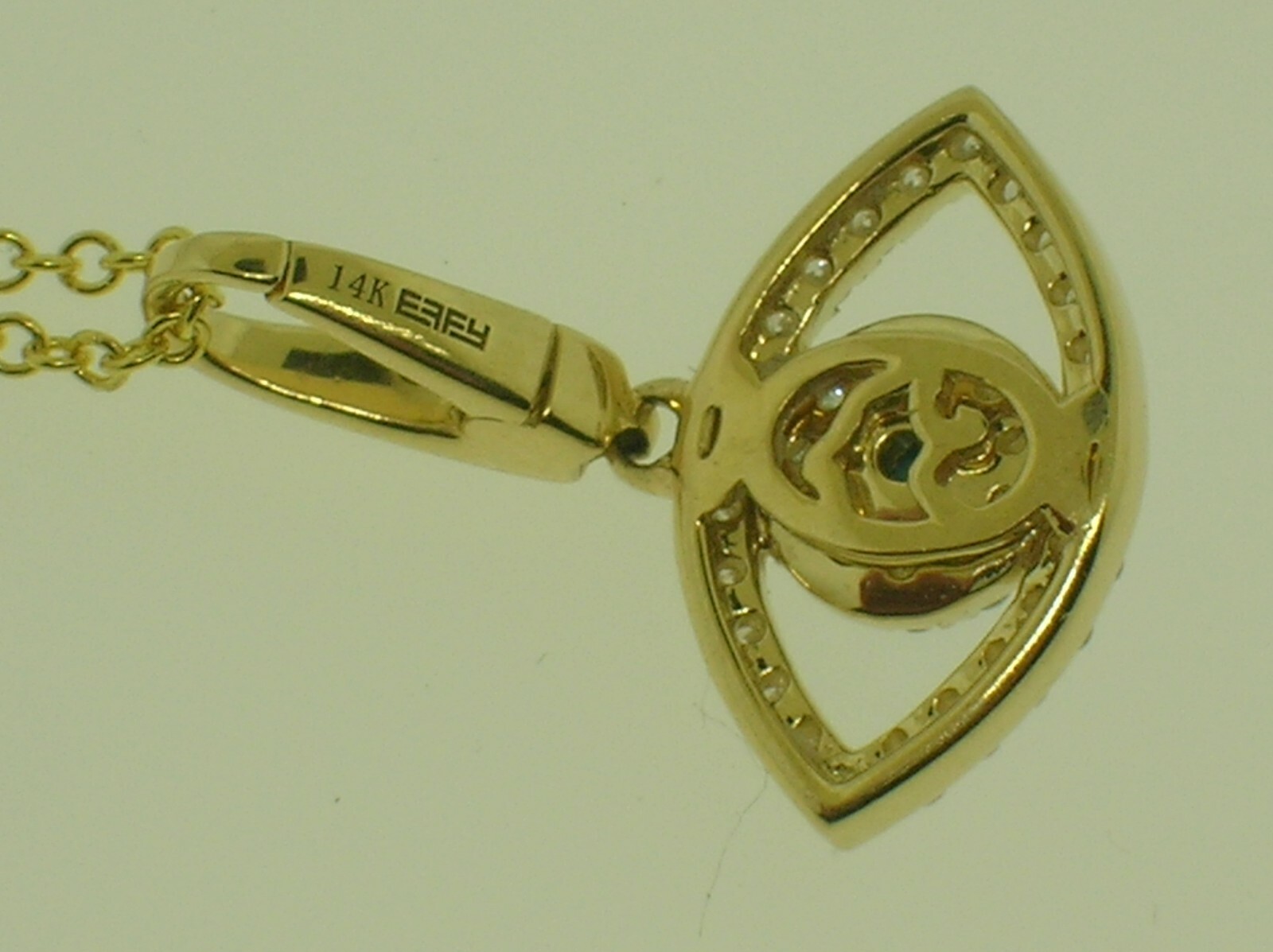 EFFY 14K GOLD CHAIN NECKLACE TURQUOISE EVIL EYE PENDANT 0.17 CTW DIAMONDS – NEW!