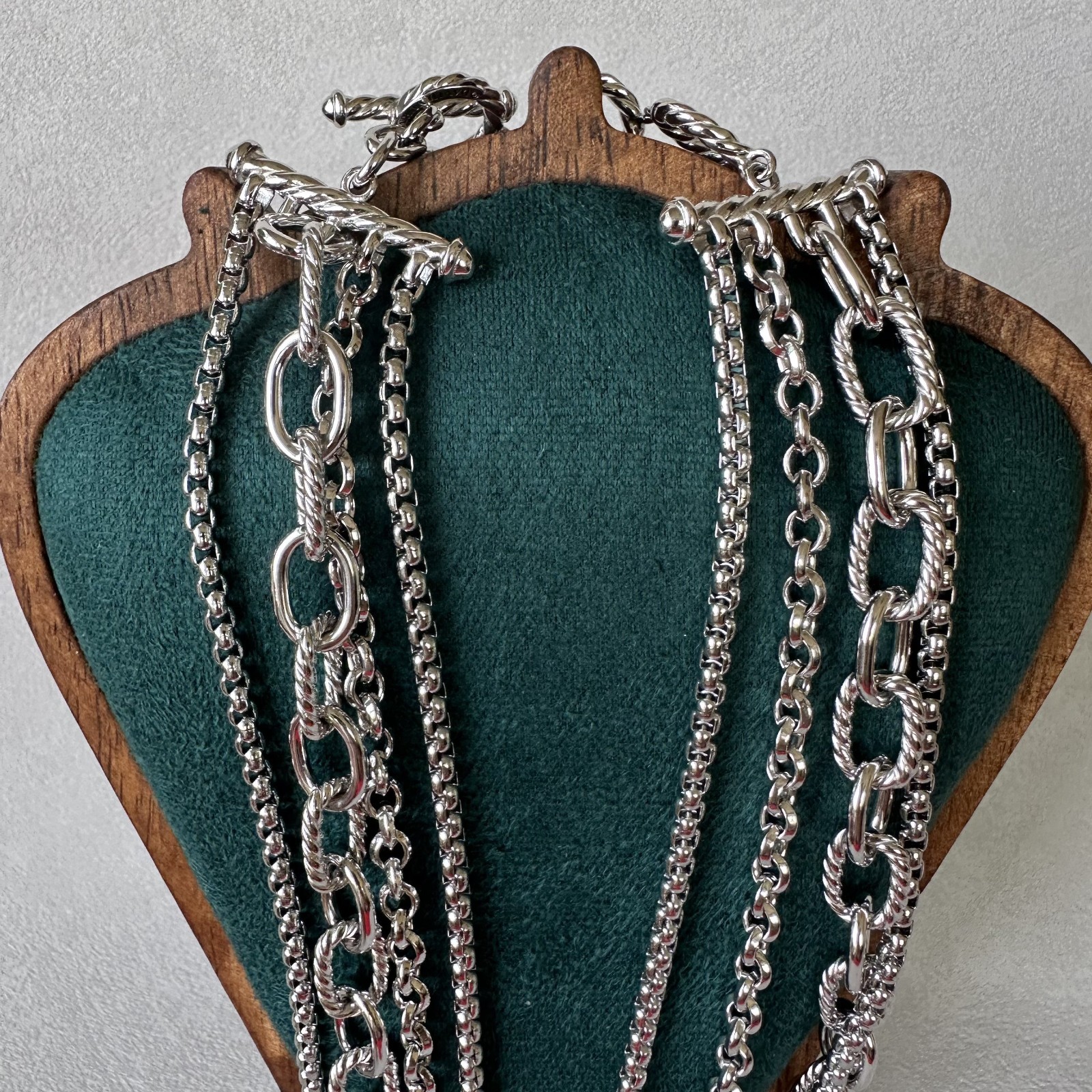 DAVID YURMAN 4 Row Multi Chain Necklace 29mm Sterling Silver & 18K Gold 19″