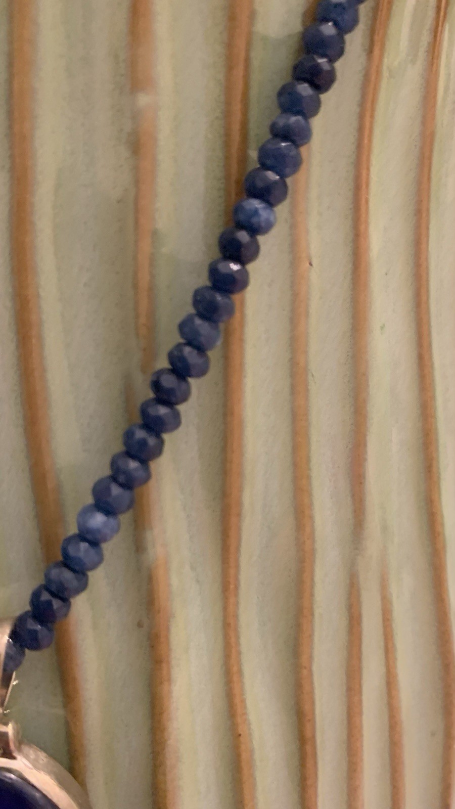 Lapis Lazuli Pendent with Beaded Chain 925 Sterling Silver Handmade Necklace