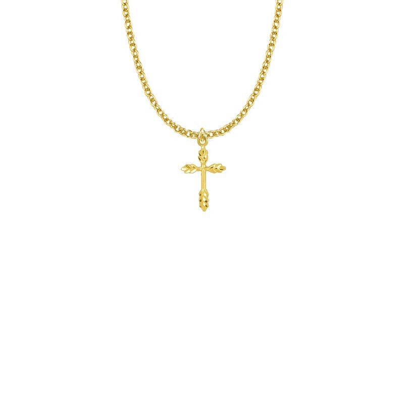 Ladies 14kt Gold Plated Sterling Silver Wheat Cross Pendant Christian Necklace