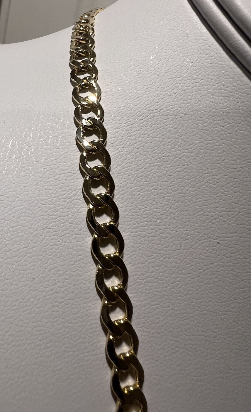 14K Miami Cuban Hollow Curb Link 5.3MM Chain 20″ Gold Necklace BRAND NEW!