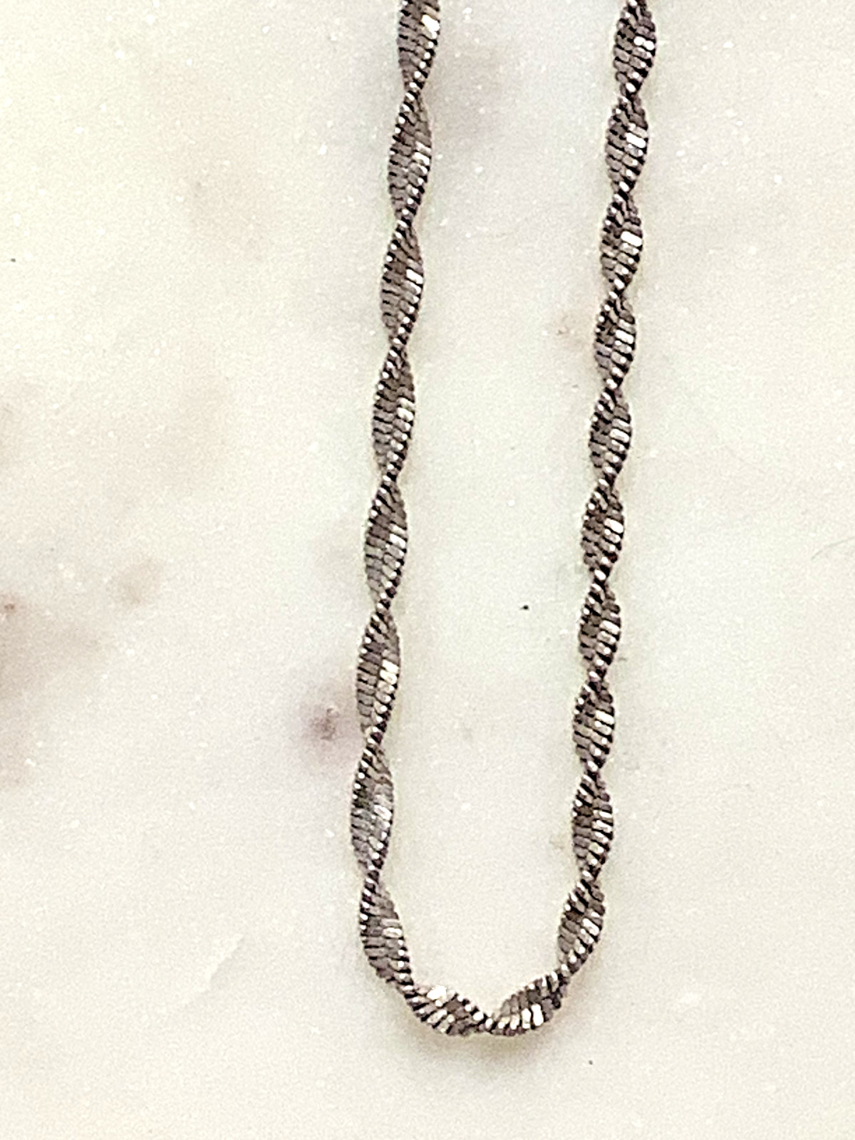 Sterling Necklace Chain 925 Silver Twisted Singapore Link 18″ Italy Signed