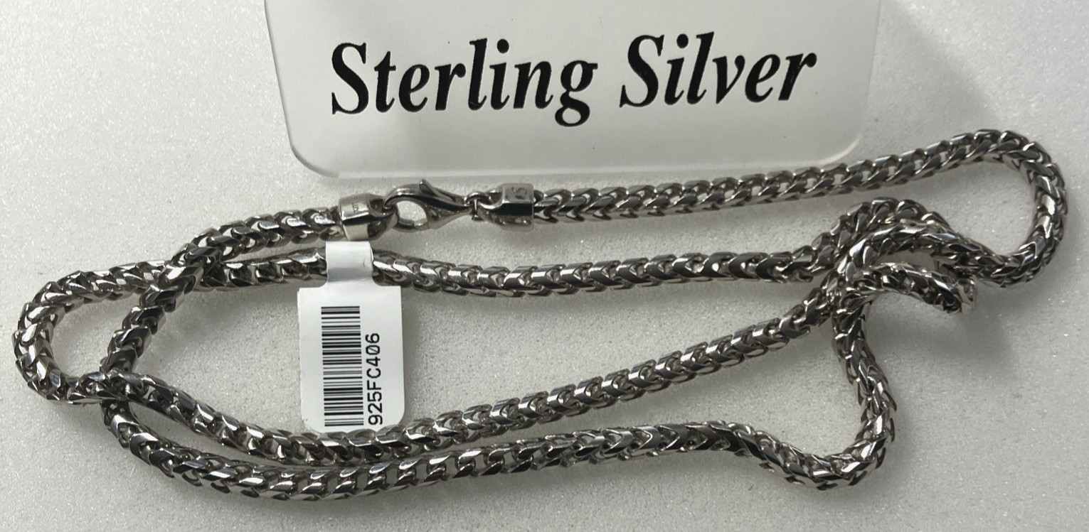 925 Sterling Silver Italy Solid Franco Chain Heavy 40.7grams 4mm 24” New w/ Tag