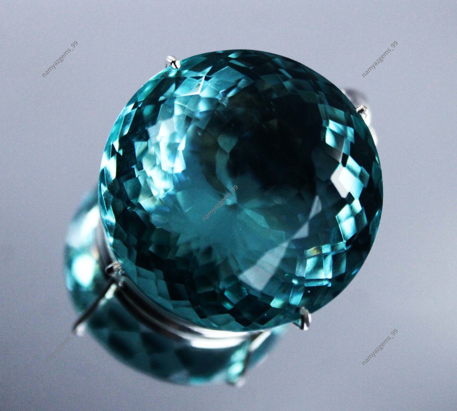 111.75 Ct Natural Aquamarine 925 Solid Silver Pendant Round Cut Gemstone