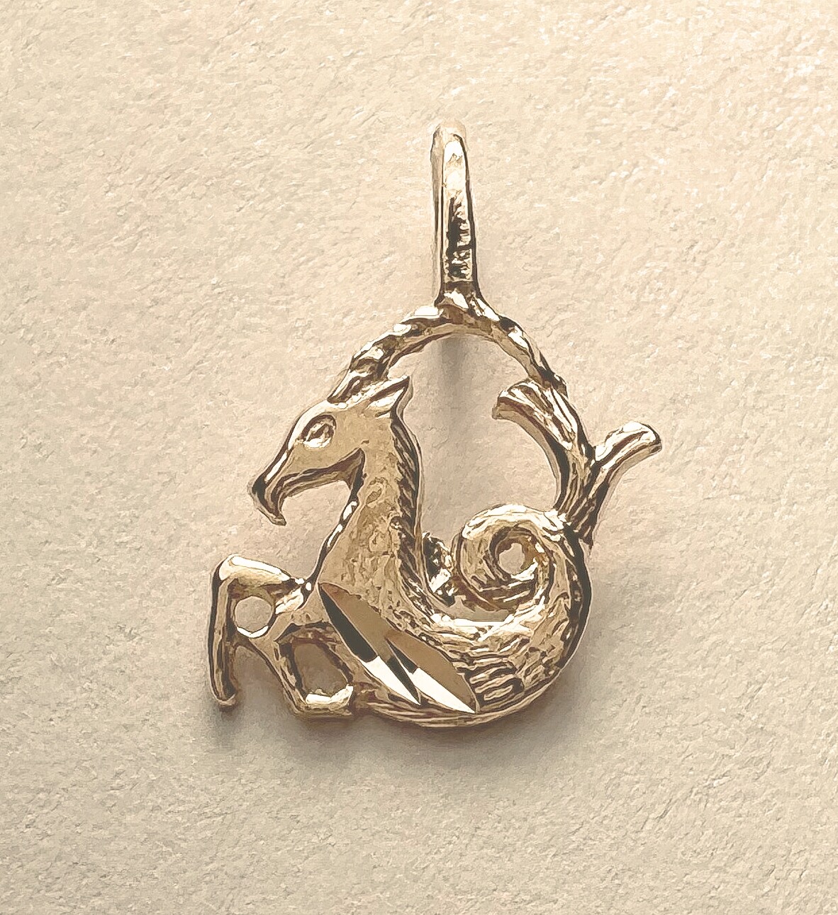 New 14k Yellow Gold Capricorn Zodiac Sign Charm Pendant