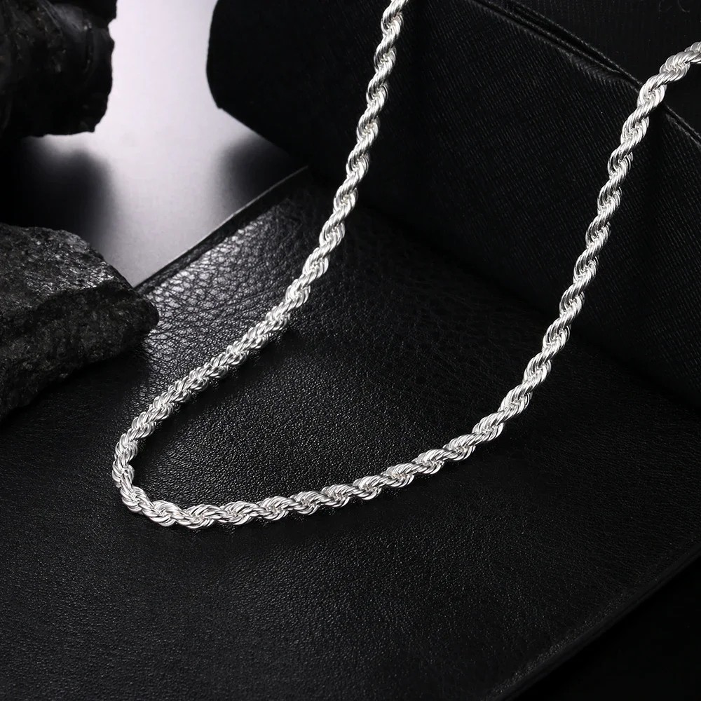 925 Sterling Silver Italian Rope Chain Men’s Necklace 4mm – NEW**