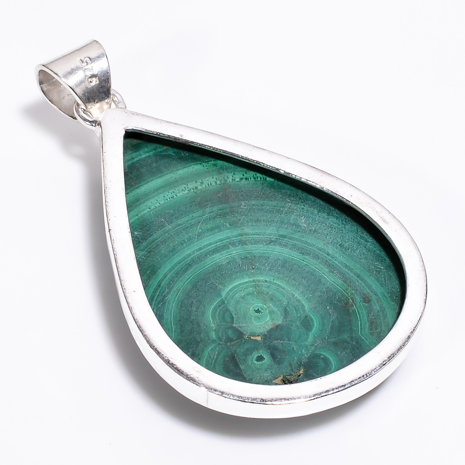 Malachite Gemstone Pendant 925 Sterling Silver Stylish Handmade Jewelry PG263