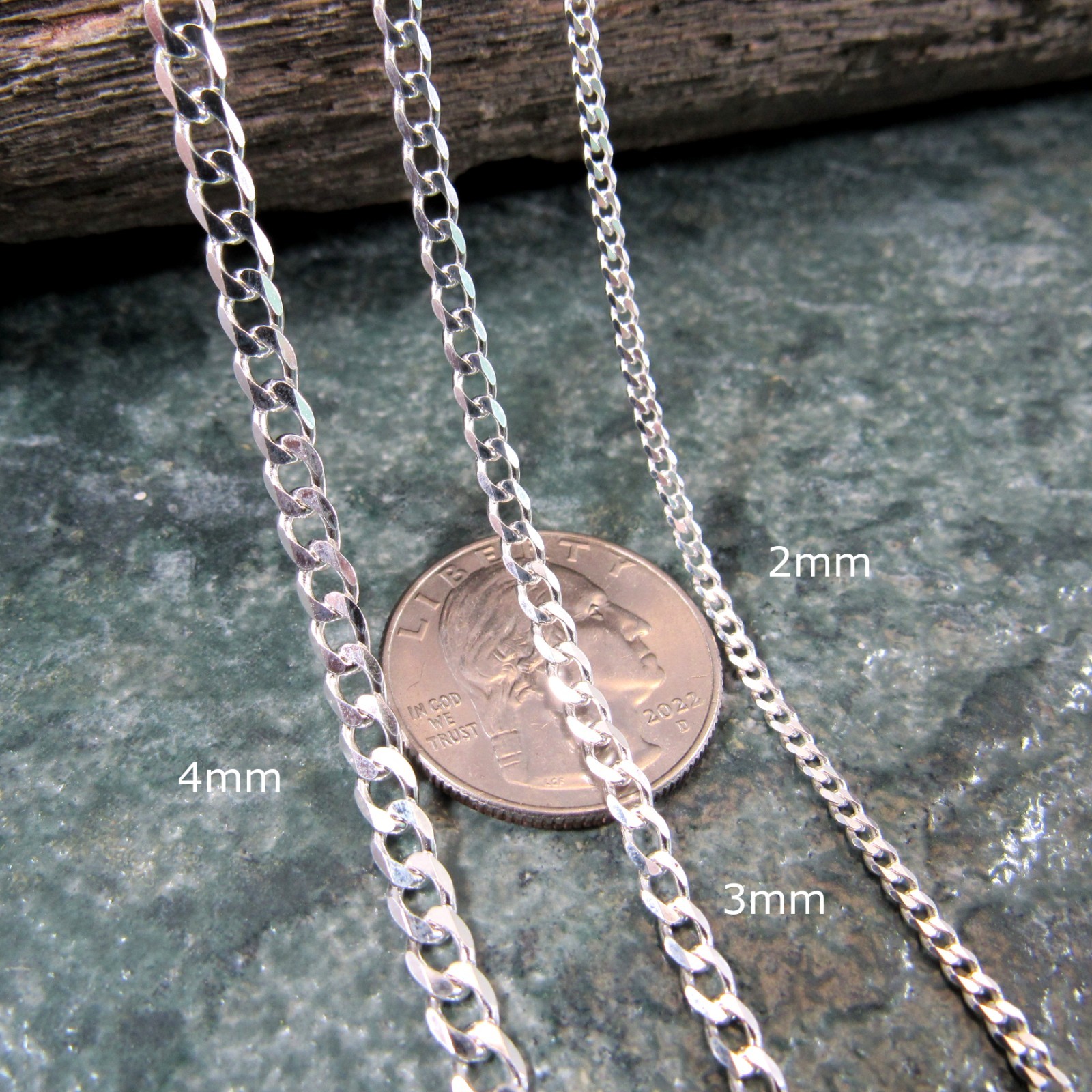Solid 925 Sterling Silver Italian Curb Link Chain, Men’s Bracelet or Necklace