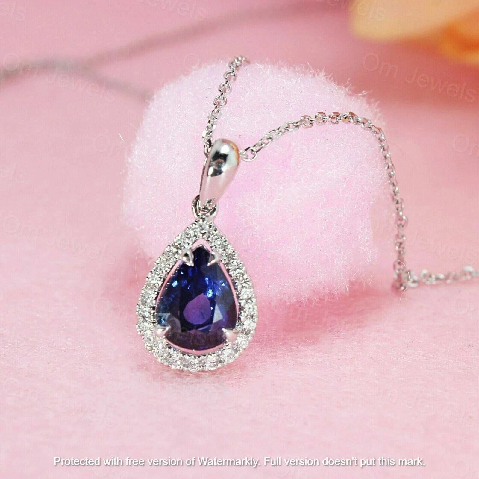 1.50Ct Lab Created Alexandra Women’s Halo Pendant Necklace 14K White Gold Finish