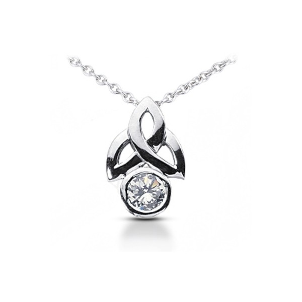 0.35ct H VS2 Round Earth Mined Certified Diamond White Gold Solitaire Pendant