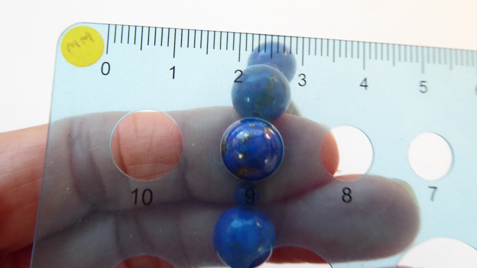 Carved Lapis Lazuli Bead Statement Necklace 15″ long 15mm & 9mm Round beads Asia