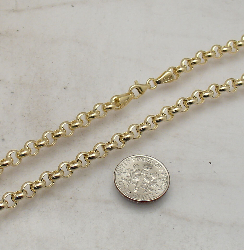 5.3mm Rolo Chain Necklace Real 14K Yellow Gold 16″ 18″, 20″, 22″, 24″ 26″ 28″ 30