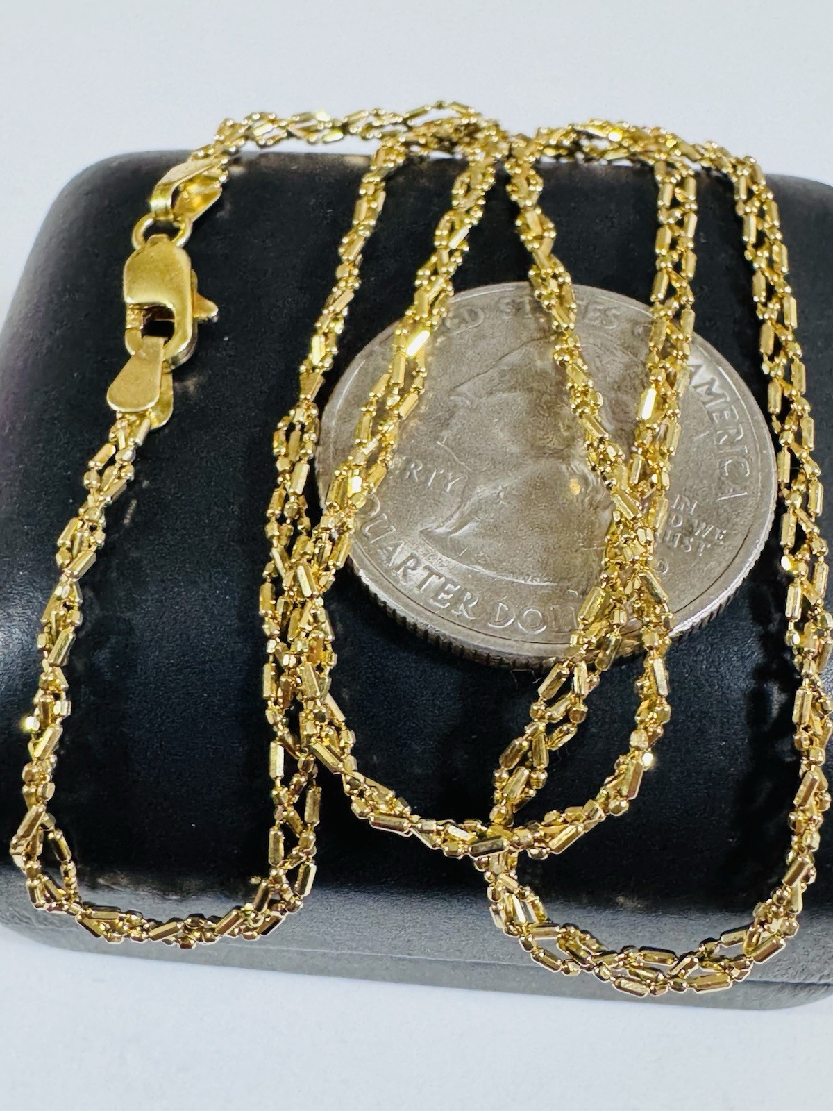 SOLID 18K 750 Gold Beads Chain Necklace 16”/16.5” Long 5.2g 2.5mm Choker WOMENS