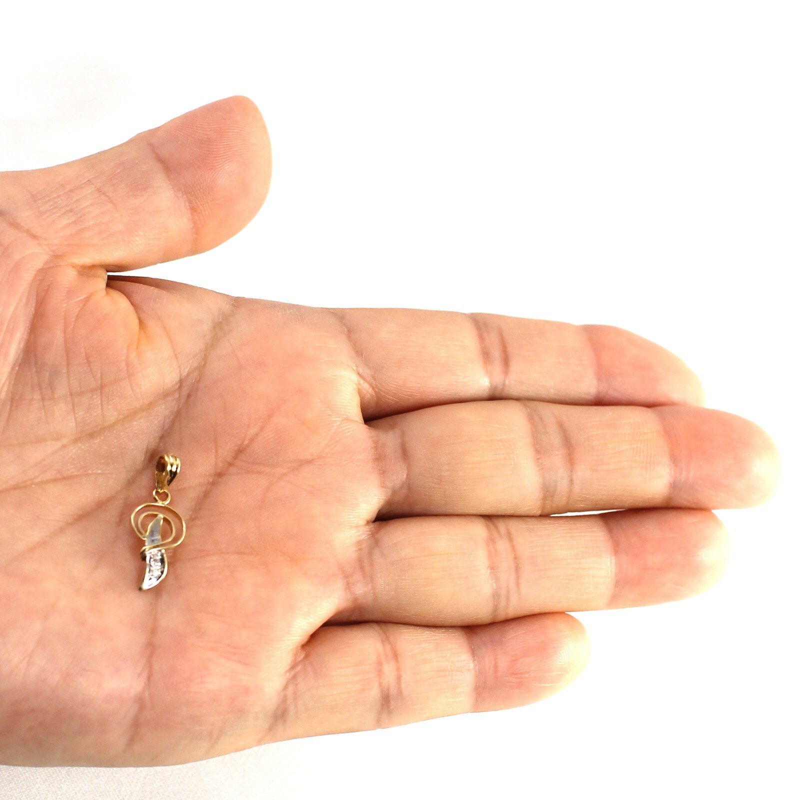 14k Yellow Gold Diamond Letter P Initial with Bail Pendant