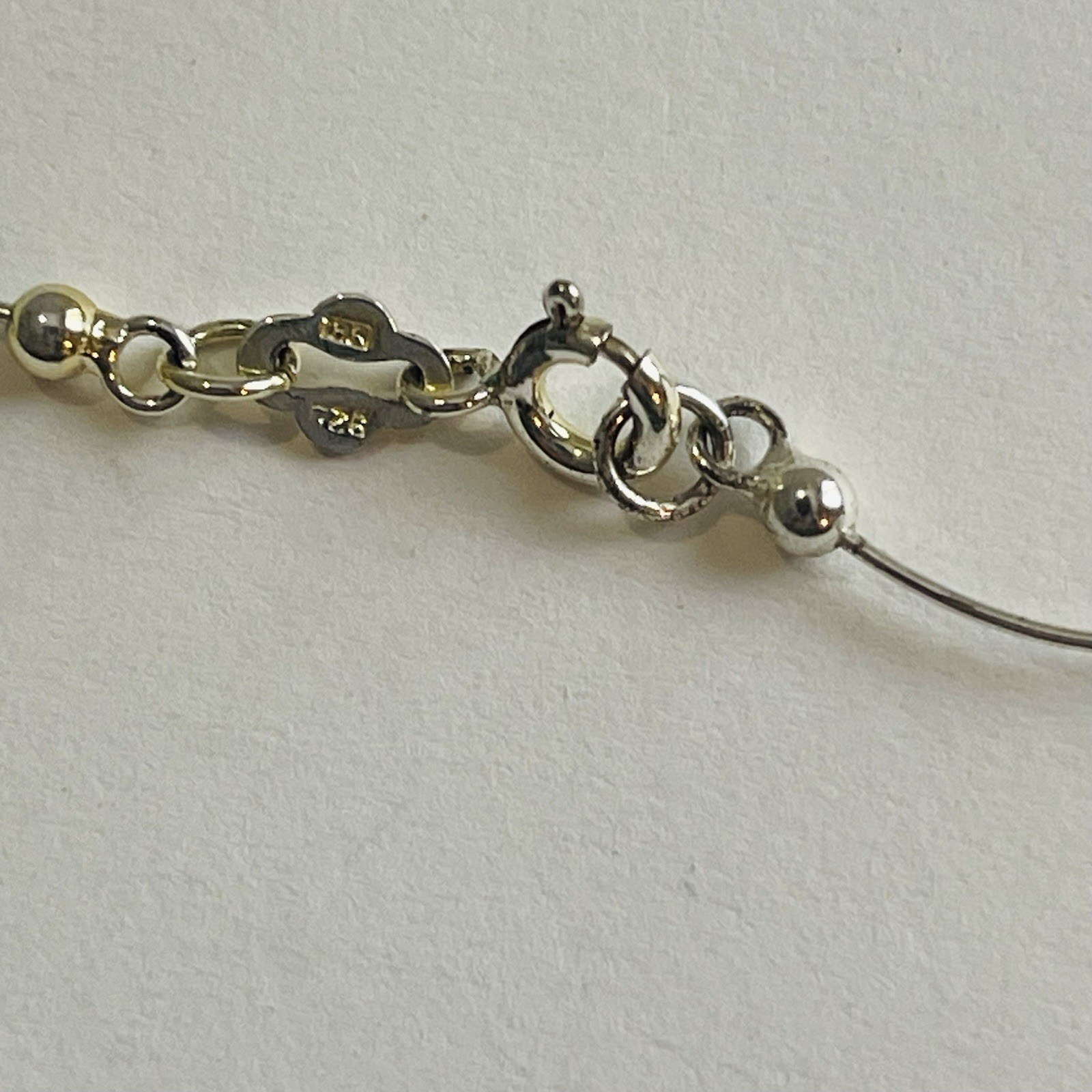 925 Sterling Silver Wavy Bar Link Modernist Necklace 14” Hallmarked