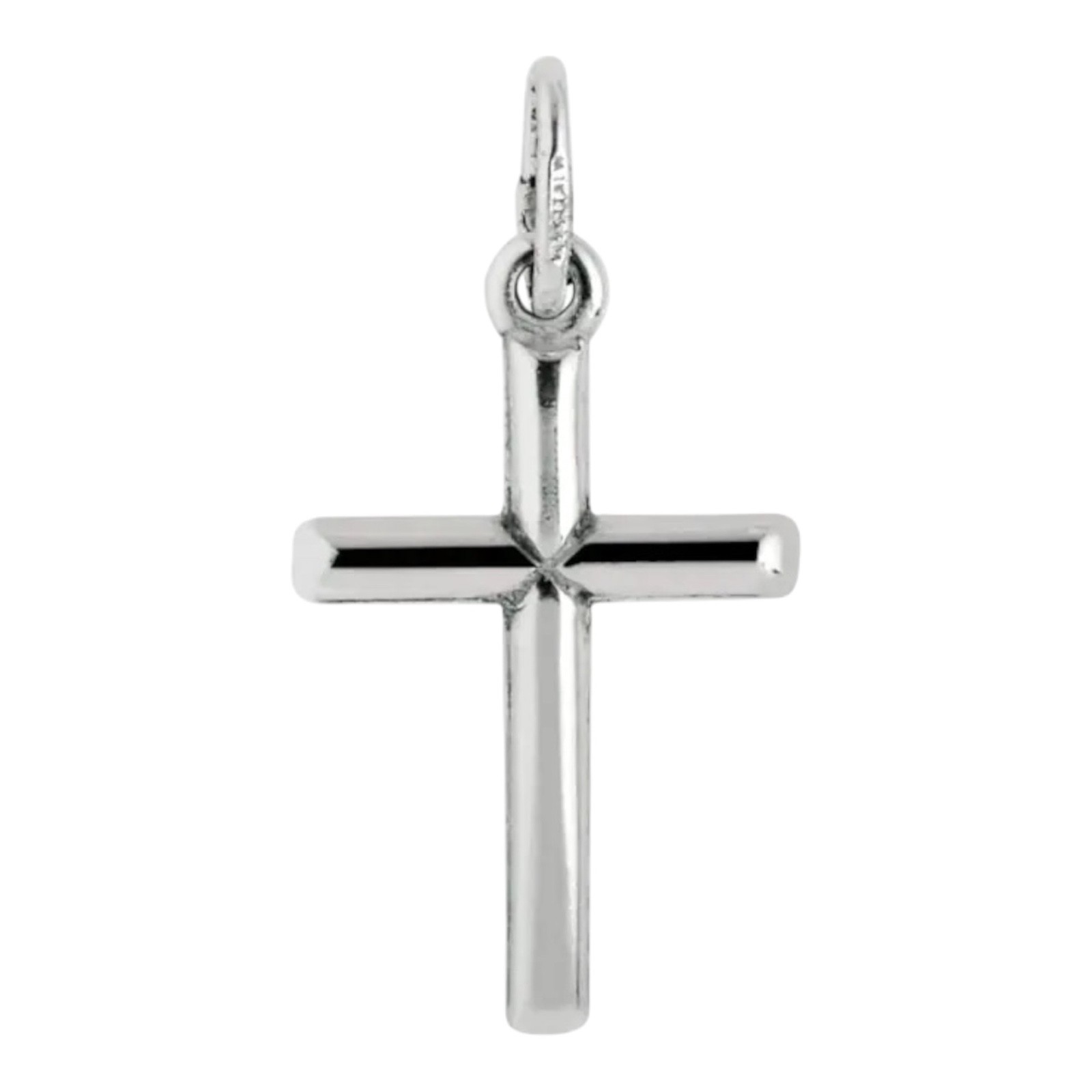 Italian 925 Sterling Silver Cross Pendant Plain Real Silver Tube Crucifix- ESP41