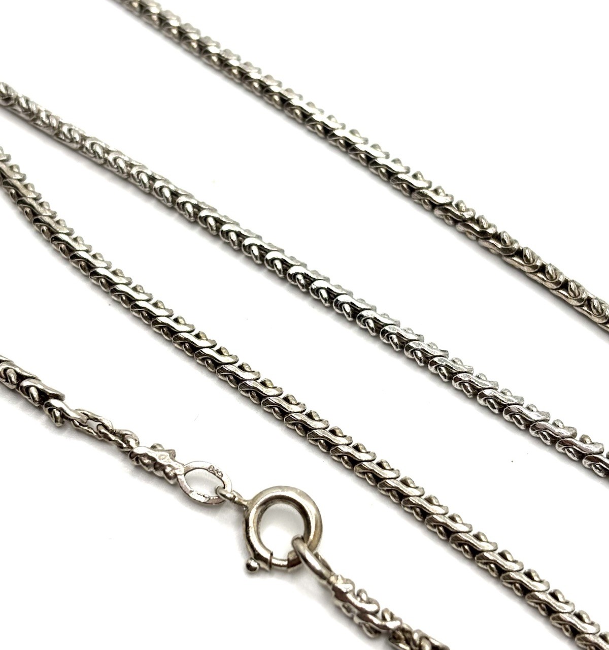 Vintage 835 German Silver 2.2mm Byzantine Wheat Chain Link Necklace 37”