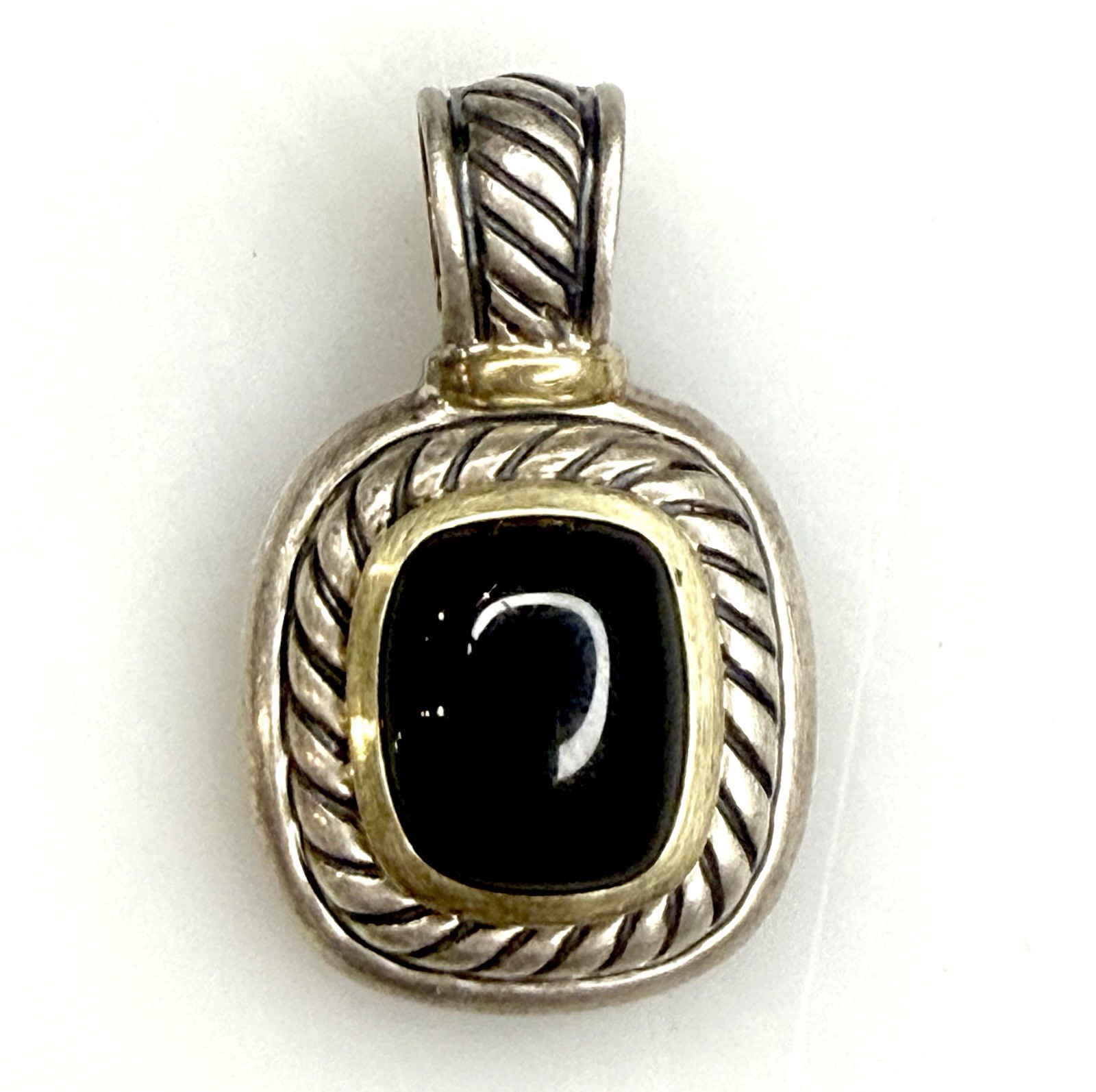 David Yurman 925 Sterling Silver 14K Gold Black Onyx Pendant