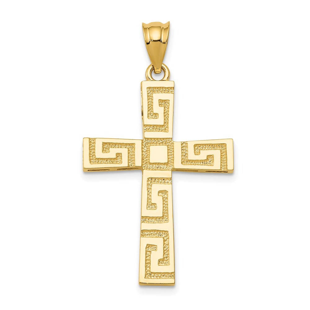 14k Yellow Gold Greek Key Cross Pendant 2.5g, L-35mm, 20mm for Mom