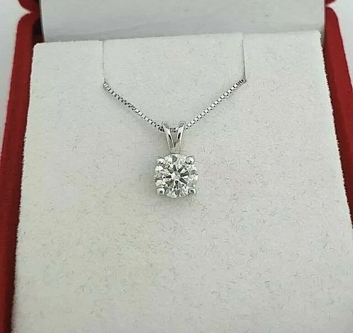 2Ct Round Brilliant Cut Moissanite 14K White Gold Solitaire Pendant 18″ Necklace