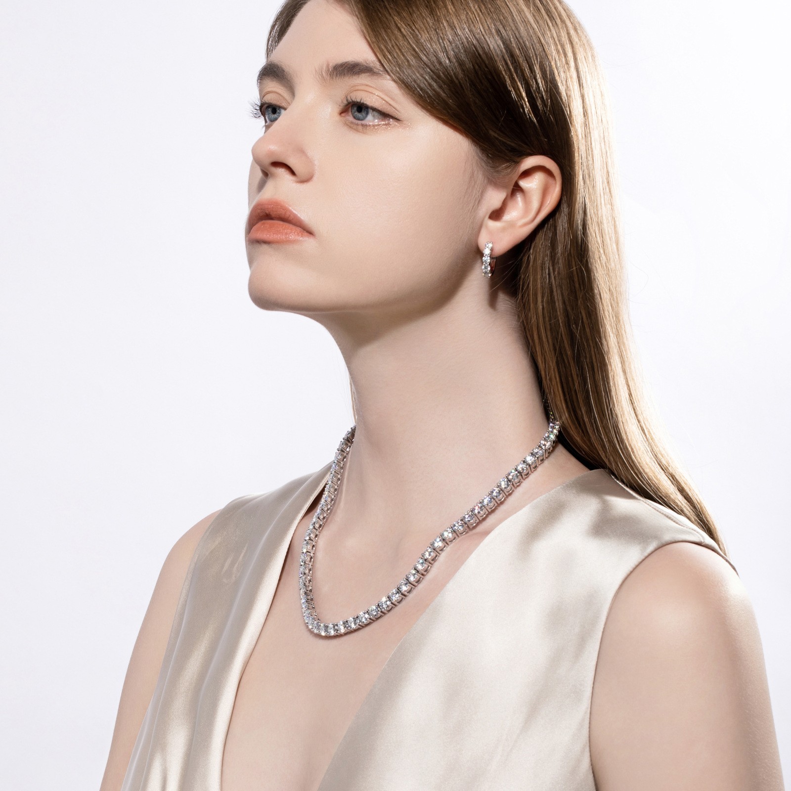 3-6.5MM REAL MOISSANITE Silver Tennis Chain Necklace – VVS D Color – Pass Tester