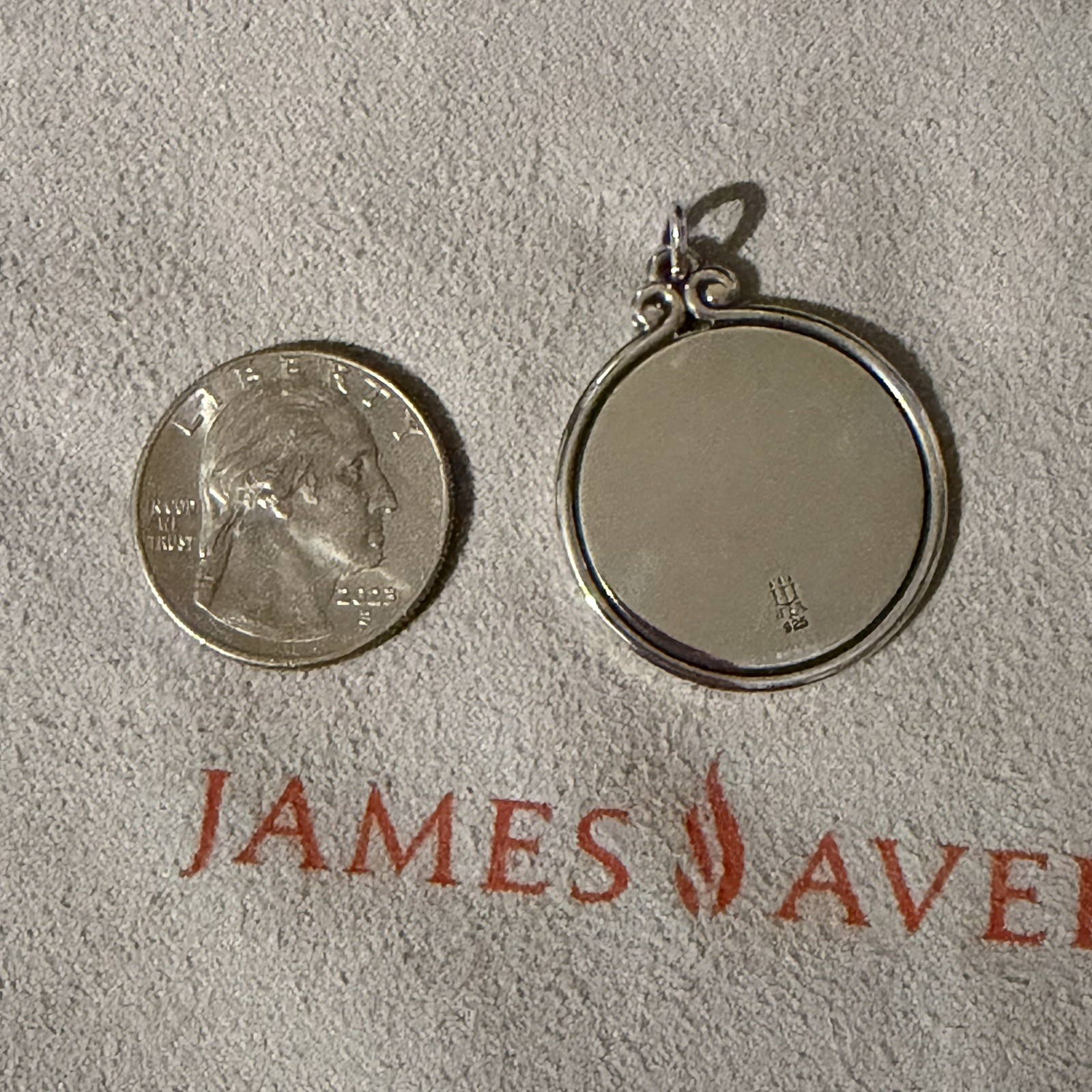 James Avery Retired Silver Engraveable Scroll Medallion Disk Pendant