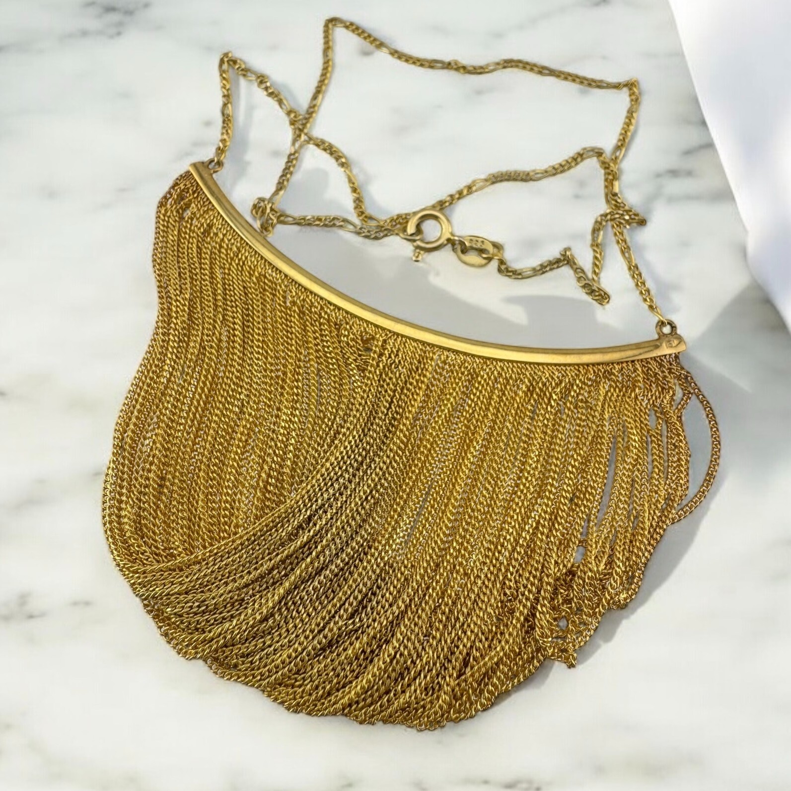 Estate Gold Over Sterling Silver 925 Fancy Multiple Chain Necklace 16 Inches