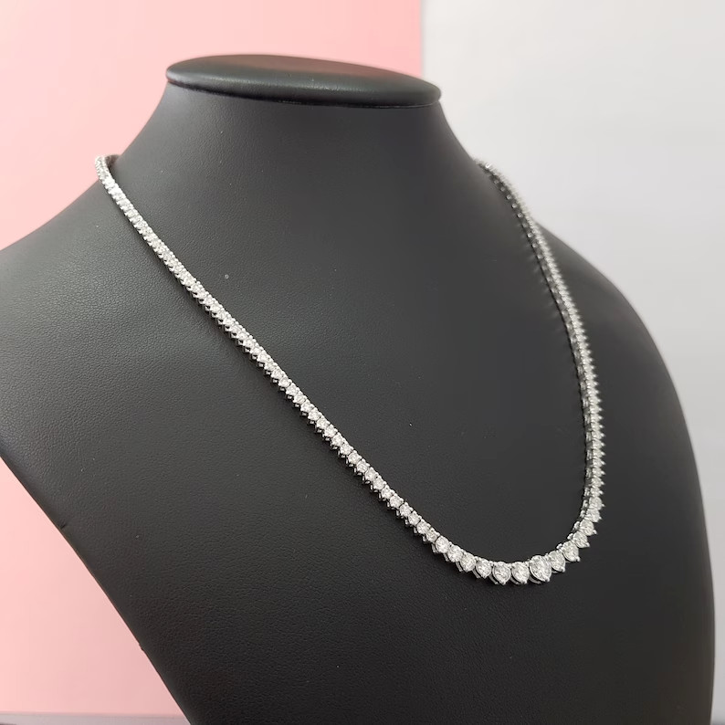 Graduation Lab Grown Diamond Necklace 20″ Inch 7.00 Ct 925 Sterling Silver