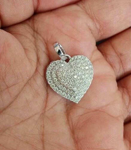 2Ct Round Cut VVS1 Diamond Cluster Heart Pendant 14k White Gold Over Free Chain