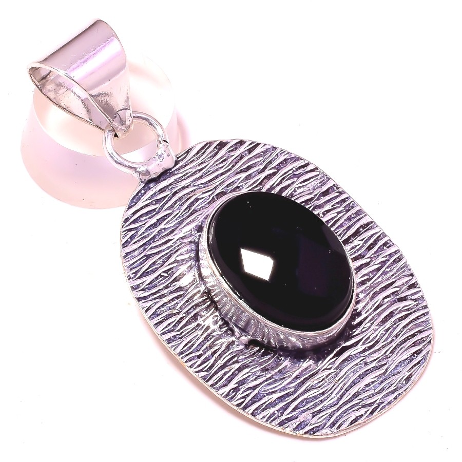 Black Spinel 925 Sterling Silver Gemstone Beautiful Jewelry Pendant 2.1″ MP 1009