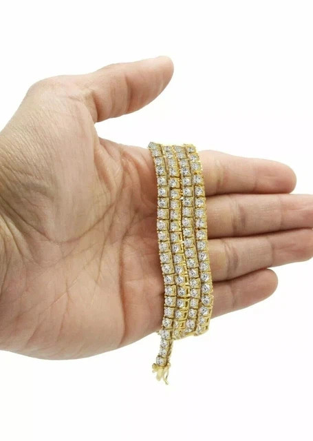 15Ct Round Cut Lab Created Diamond Tennis Necklace 14k Yellow Gold Over