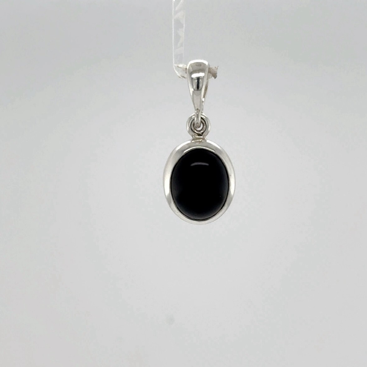 Oval BLACK ONYX Pendant – 925 STERLING SILVER Natural Genuine Gemstone #32e