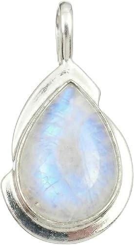 925 Sterling Silver Moonstone Teardrop Necklace Pendant June Birthstone
