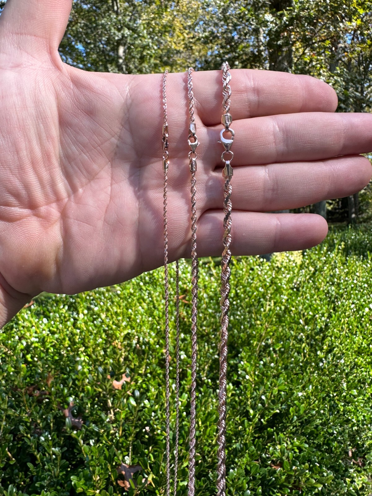 Solid 14k Rose Gold Men’s Women’s Real Rope Chain Necklace 1.5mm-4mm