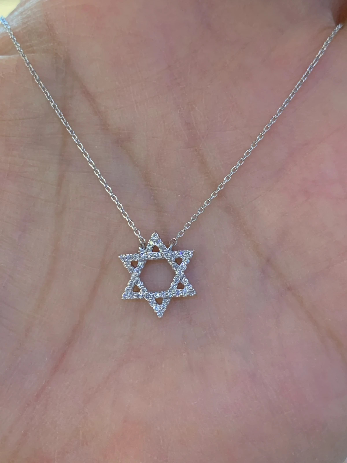 1.11Ct Lab-Created Diamond Star Of David Pendant 14K White Gold Plated Silver