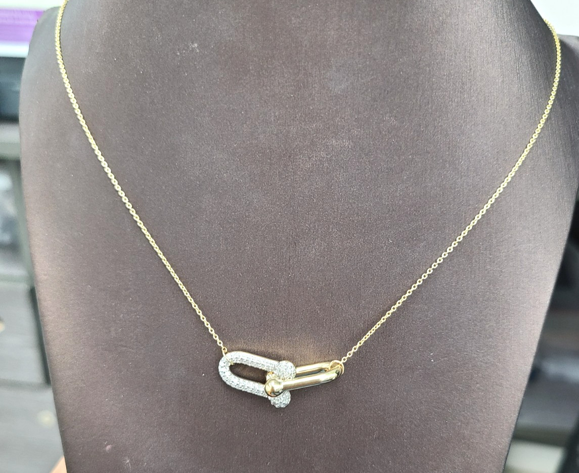 Deal! 0.40CT Natural Diamonds Pendant Necklace 14K Yellow Gold with Chain 17″