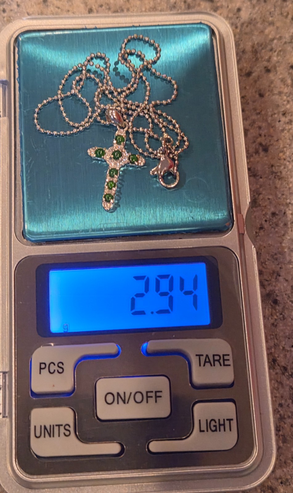 Natural Tiny Green Jadeite Cross pendant necklace in 925 Sterling Silver setting