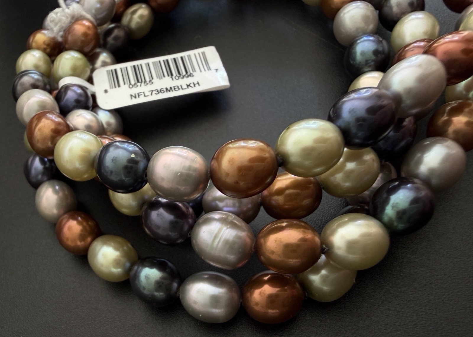 Kohls Freshwater Pearl Endless Necklace 36 In 7-8mm Multi Forest Earth Tone NWT