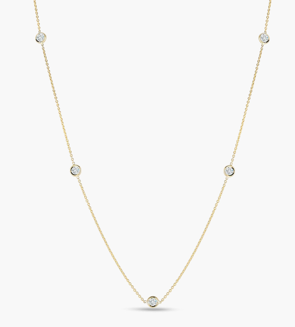 ROBERTO COIN 18K YELLOW GOLD AND FIVE STATION DIAMOND NECKLACE W/BOX – $1870!!!