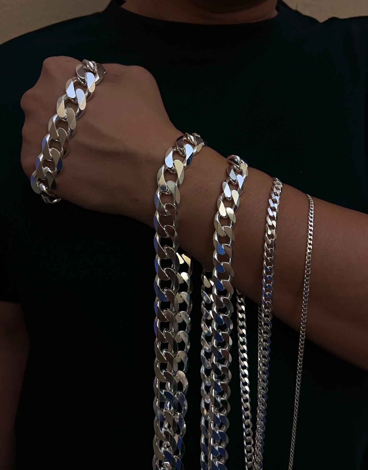 .925 Sterling Silver Cuban Link Chain Necklace 1.5mm ~15mm Men Women 16″~40″