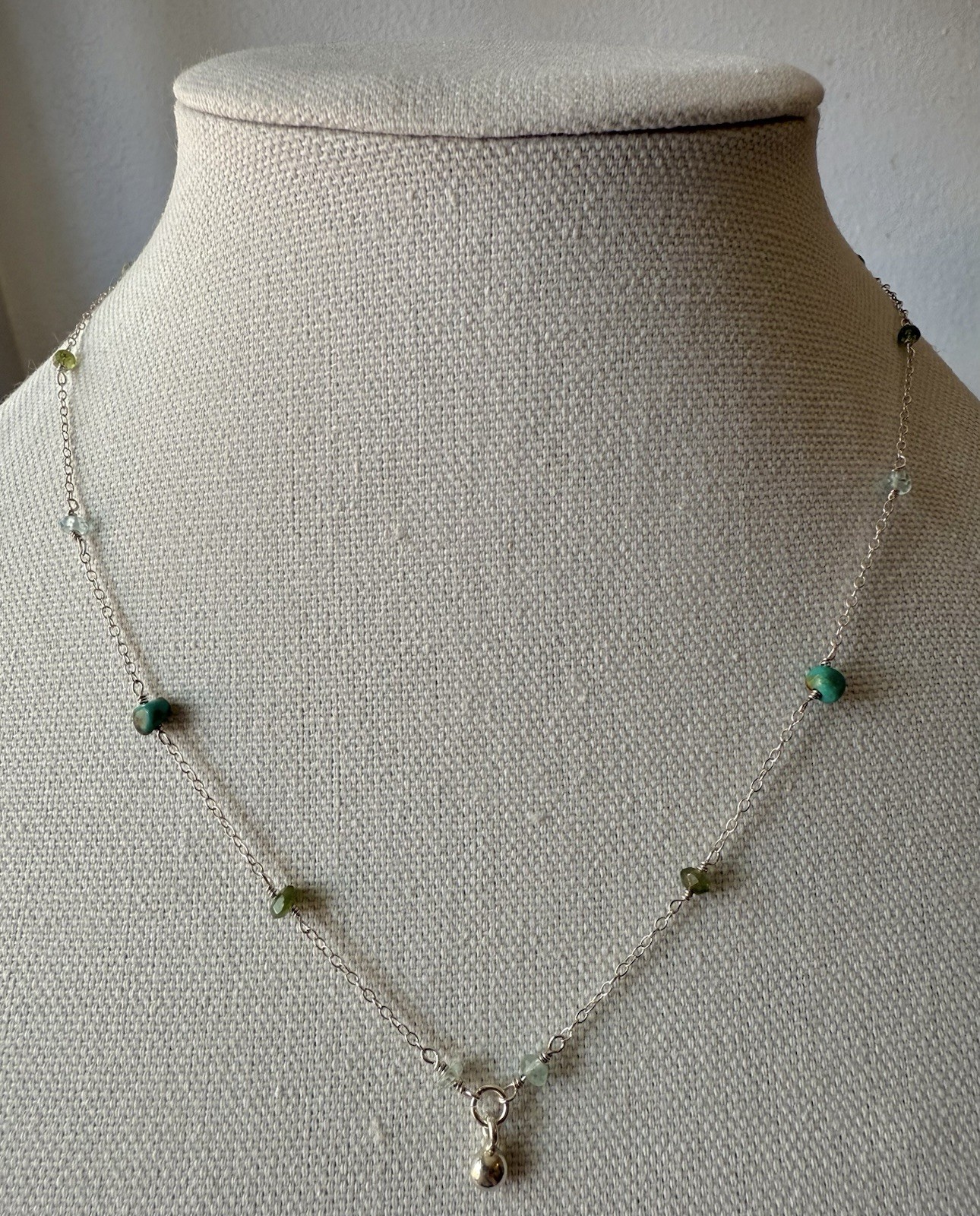 Sterling Silver Beaded Station Necklace